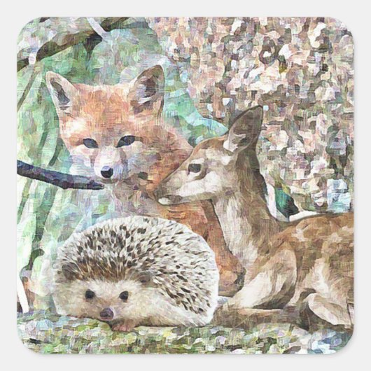 Niedliche Aufkleber für Hirsche, Igel und Fox (Vorderseite)