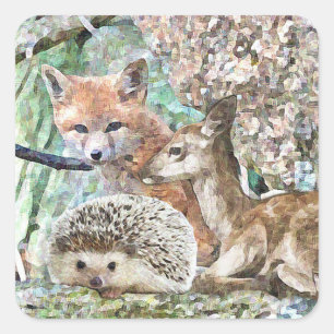 Niedliche Aufkleber für Hirsche, Igel und Fox