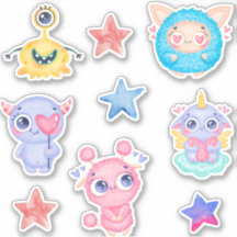 Niedliche Aufkleberpackung für Aquarellmonster