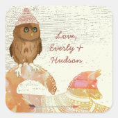 Niedliche Augen Hühner und Schweißer von Schafen Quadratischer Aufkleber (Vorderseite)