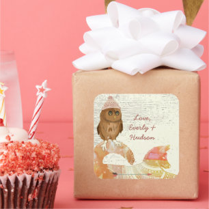 Niedliche Augen Hühner und Schweißer von Schafen Quadratischer Aufkleber