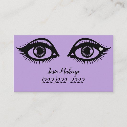 Niedliche Augen Print Makeup Artist Lavendel Farbe Visitenkarte (Vorderseite)