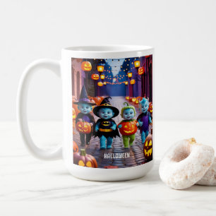 Niedliche Außerirdischen Trick oder Treaters Hallo Kaffeetasse