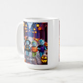 Niedliche Außerirdischen Trick oder Treaters Hallo Kaffeetasse (Vorderseite Links)