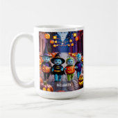 Niedliche Außerirdischen Trick oder Treaters Hallo Kaffeetasse (Links)