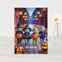 Niedliche Außerirdischen Trick oder Treaters Hallo