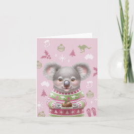 Niedliche Australian Animal Christmas Card - Koala Feiertagskarte