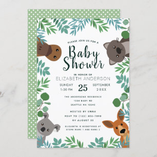Niedliche Australian Critters Baby Shower Einladun Einladung