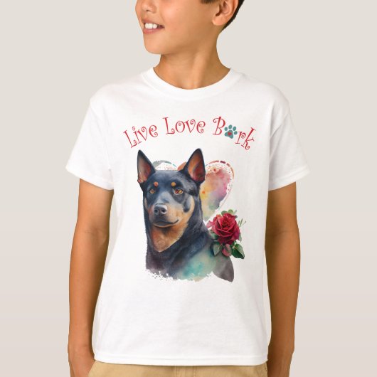 Niedliche australische Kelpie Dog Floral T-Shirt (Vorderseite)