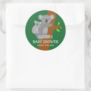 Niedliche australische Koala-Babyduschkleber Runder Aufkleber