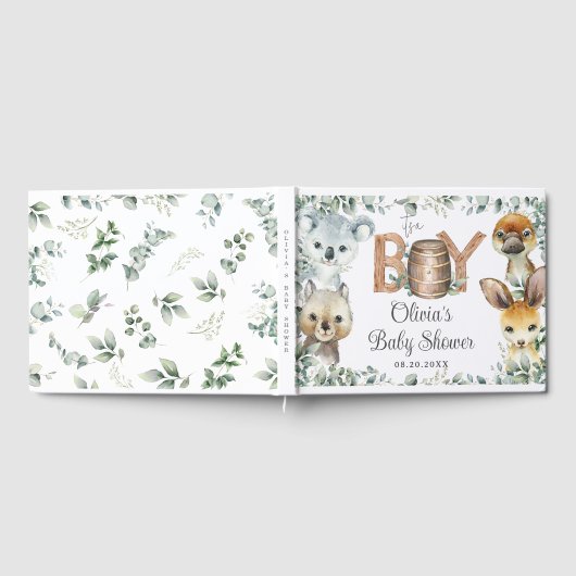 Niedliche australische Tiere Grünpflanzen Kinderdu Gästebuch (Voll)