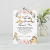 Niedliche australische Tiere Rosa Blumengrün Dankeskarte (Stehend Vorderseite)