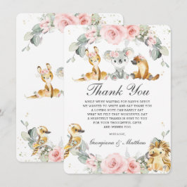 Niedliche australische Tiere Rosa Blumengrün Dankeskarte
