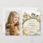 Niedliche australische Tiere Rustic Wood Birthday  Einladung (Vorderseite)