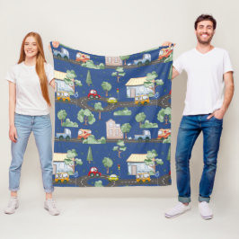 Niedliche Autos im Stadtmuster für kleine Jungen b Fleecedecke