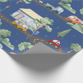 Niedliche Autos im Stadtmuster für kleine Jungen b Geschenkpapier (Ecke)