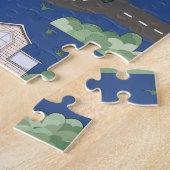 Niedliche Autos im Stadtmuster für kleine Jungen b Puzzle (Seite)