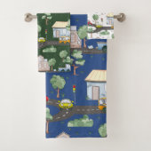 Niedliche Autos im Stadtmuster für kleine Jungen Badhandtuch Set (Insitu)