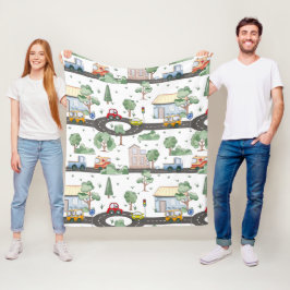 Niedliche Autos im Stadtmuster für kleine Jungen Fleecedecke