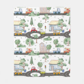 Niedliche Autos im Stadtmuster für kleine Jungen Fleecedecke (Vorderseite)