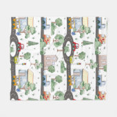 Niedliche Autos im Stadtmuster für kleine Jungen Fleecedecke (Vorderseite (Horizontal))