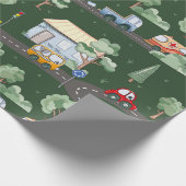 Niedliche Autos im Stadtmuster für Kleine Jungen G Geschenkpapier (Ecke)