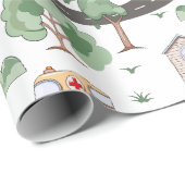 Niedliche Autos im Stadtmuster für kleine Jungen Geschenkpapier (Rolleneckpunkt)