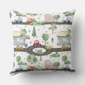 Niedliche Autos im Stadtmuster für kleine Jungen Kissen (Rückseite)