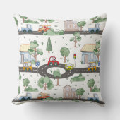 Niedliche Autos im Stadtmuster für kleine Jungen Kissen (Vorderseite)