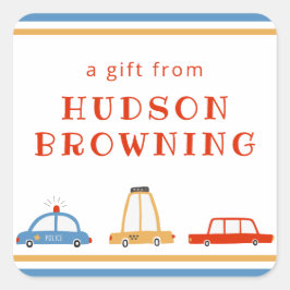 Niedliche Autos Personalisierte Geschenkaufkleber Quadratischer Aufkleber
