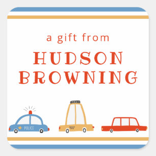 Niedliche Autos Personalisierte Geschenkaufkleber Quadratischer Aufkleber