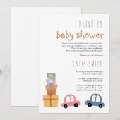 Niedliche Autos und Geschenke Drive by Baby Dusche Einladung (Vorne/Hinten)