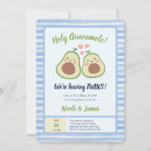 Niedliche Avocado Gender Neutral Twins Baby Dusche Einladung (Vorderseite)