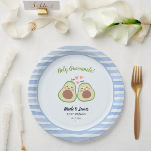 Niedliche Avocado Gender Neutral Twins Baby Dusche Pappteller