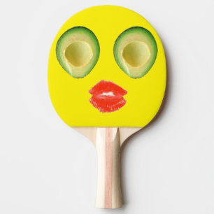 Niedliche Avocado Gesicht Gelbe Lippen Tischtennis Schläger