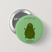 Niedliche Avocado-Springseil-Cartoon-Abbildung Button (Vorne & Hinten)