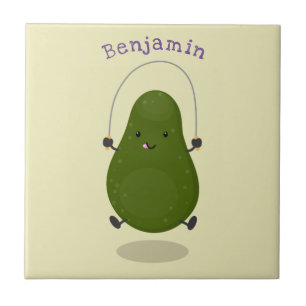 Niedliche Avocado-Springseil-Cartoon-Abbildung Fliese