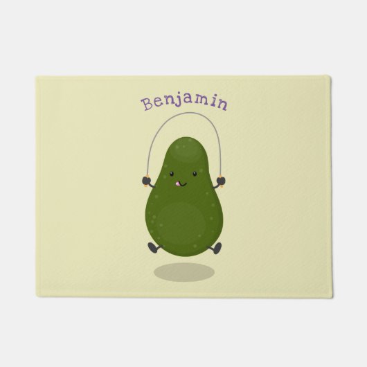 Niedliche Avocado-Springseil-Cartoon-Abbildung Fußmatte (Vorderseite)