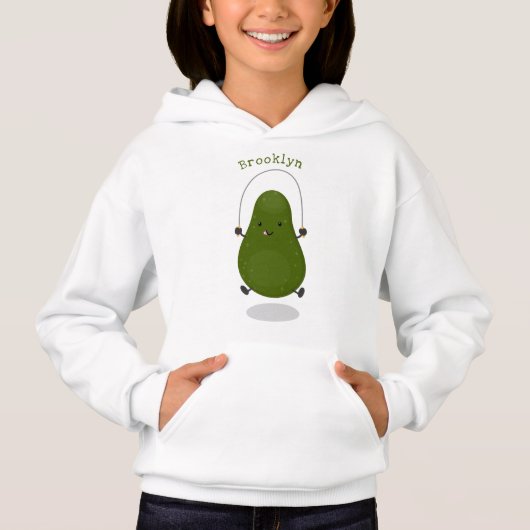 Niedliche Avocado-Springseil-Cartoon-Abbildung Hoodie (Vorderseite)