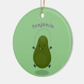 Niedliche Avocado-Springseil-Cartoon-Abbildung Keramik Ornament (Links)
