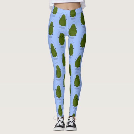 Niedliche Avocado-Springseil-Cartoon-Abbildung Leggings (Vorderseite)