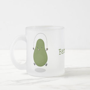 Niedliche Avocado-Springseil-Cartoon-Abbildung Mattglastasse