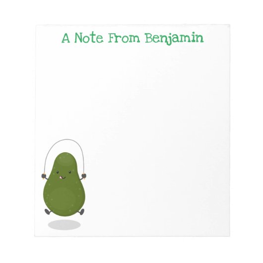 Niedliche Avocado-Springseil-Cartoon-Abbildung Notizblock (Vorderseite)