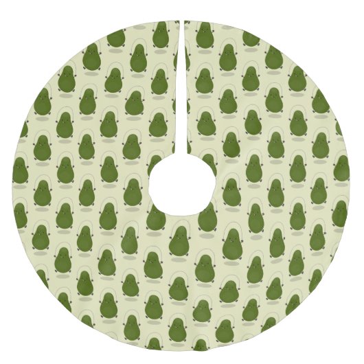 Niedliche Avocado-Springseil-Cartoon-Abbildung Polyester Weihnachtsbaumdecke (Vorderseite)