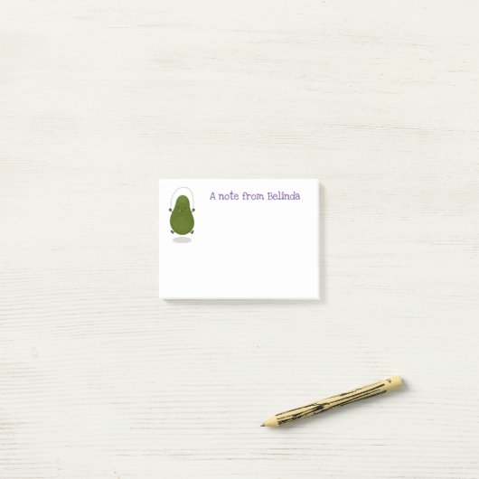 Niedliche Avocado-Springseil-Cartoon-Abbildung Post-it Klebezettel (Auf Schreibtisch)
