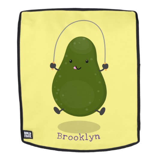 Niedliche Avocado-Springseil-Cartoon-Abbildung Rucksack (Abnehmbare Front)