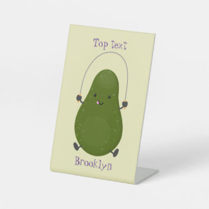 Niedliche Avocado-Springseil-Cartoon-Abbildung Sockelschild
