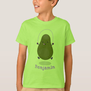 Niedliche Avocado-Springseil-Cartoon-Abbildung T-Shirt