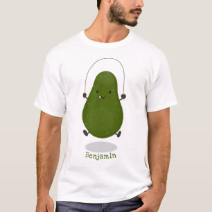 Niedliche Avocado-Springseil-Cartoon-Abbildung T-Shirt