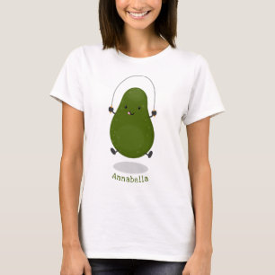 Niedliche Avocado-Springseil-Cartoon-Abbildung T-Shirt
